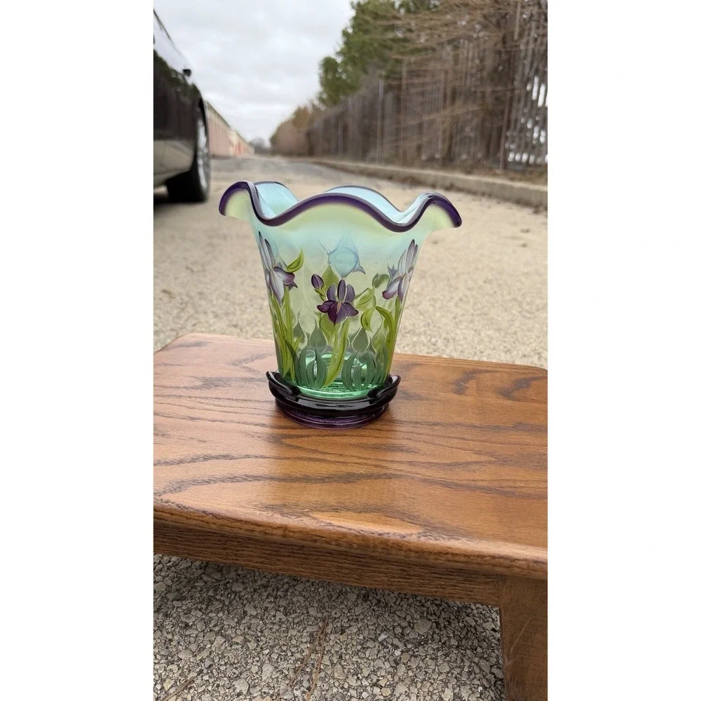 Fenton Designer Showcase Series‎ Glass Vase & Purple Ashtray Set